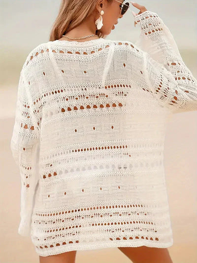 Soleil - Cover Up Gestrickt Langarm Strickkleid Bikini-Cover Up