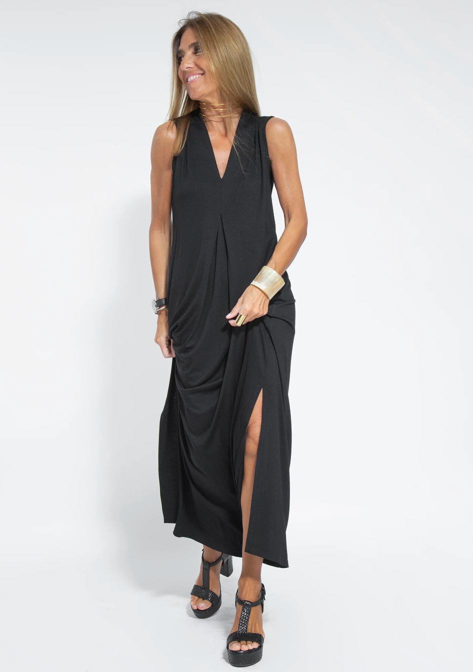 Solana - Ensemble bestehend aus einem langen, figurformenden Kleid und einer Weste