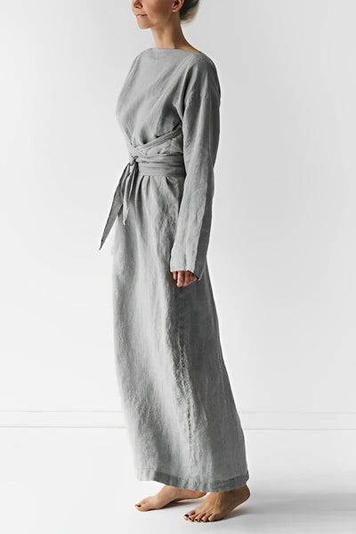 Emily - Leinen Wickel Maxikleid