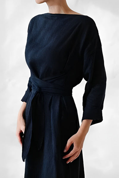 Emily - Leinen Wickel Maxikleid