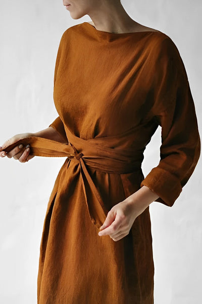Emily - Leinen Wickel Maxikleid