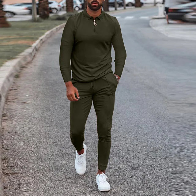 "Elite Zip Polo" - tuta in 2 pezzi a maniche lunghe con polo e pantaloni