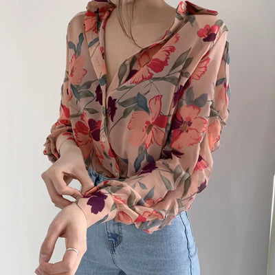 Annie - Vintage Blumen druck Blusen
