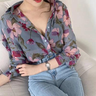 Annie - Vintage Blumen druck Blusen