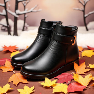 Caroline | Elegante Lederstiefel, innen aus Wolle