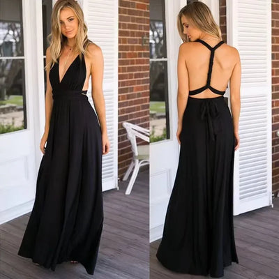 Emily - Damen bodenlanger langer Rock & Brautjungfernkleid mit verschiedenen Tragevarianten