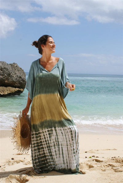 Isla - Bedrucktes Strand-Urlaubs-Bikini-Überwurf-Robe