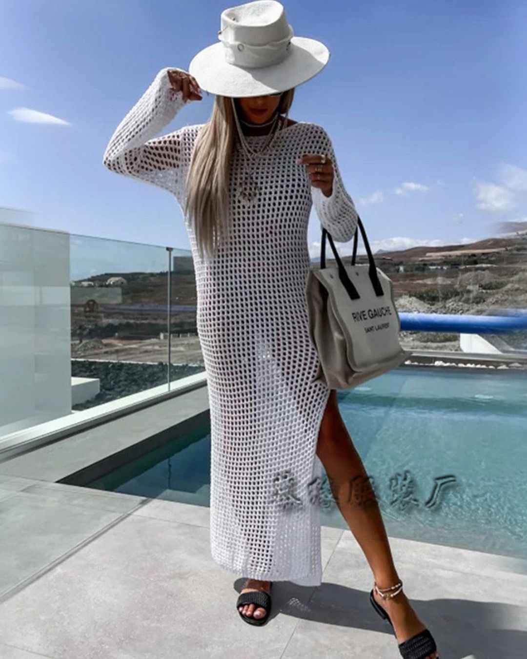 Rhea - Hollow Bikini Cover-Up Lange Rock Kleid