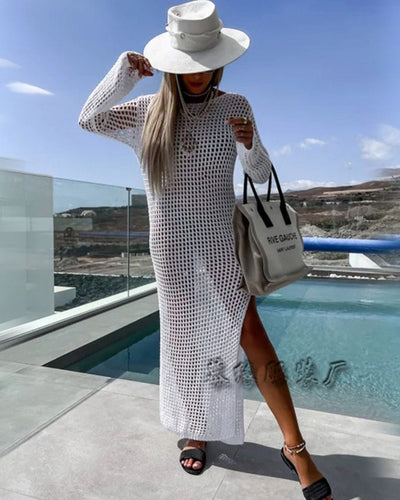 Rhea - Hollow Bikini Cover-Up Lange Rock Kleid