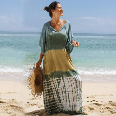 Isla - Bedrucktes Strand-Urlaubs-Bikini-Überwurf-Robe