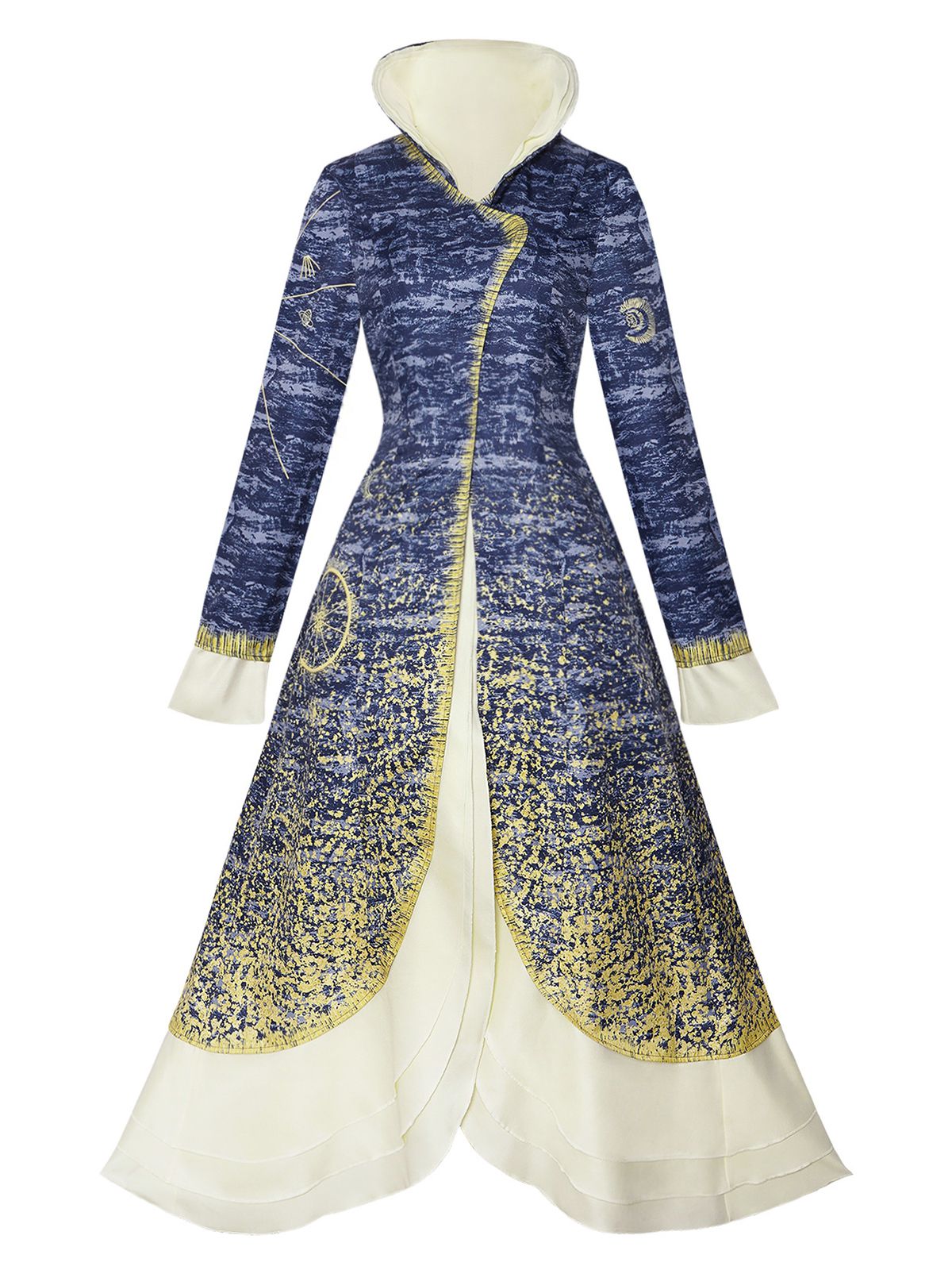 Blau 1930er Wicked Stehkragen Madame Morrible Stardust Mantel
