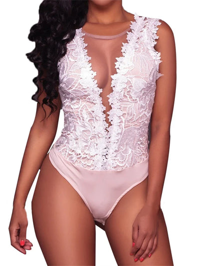 Phoebe | Sexy Spitzen Blumen-Body – Ärmelloser Bodycon-Jumpsuit für Party & Club