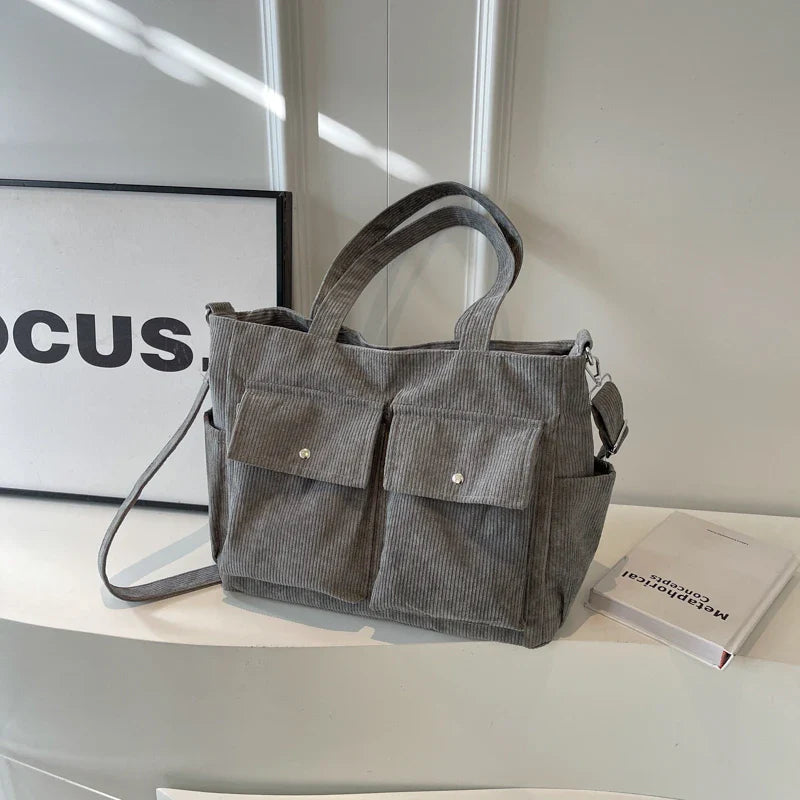 ADELINA™ | SAC CABAS EN VELOURS CÔTELÉ