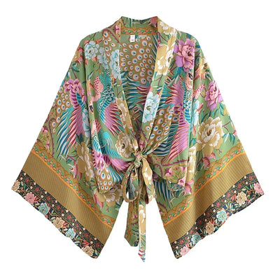 Dina - Vintage Kimono mit buntem Druck