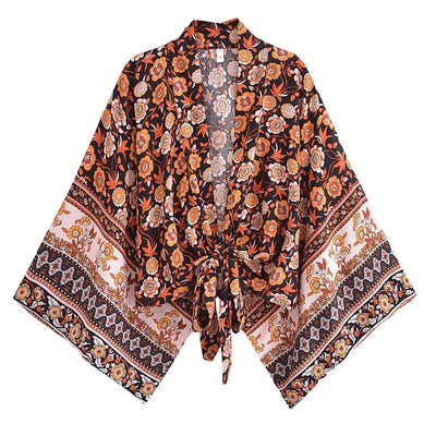 Dina - Vintage Kimono mit buntem Druck