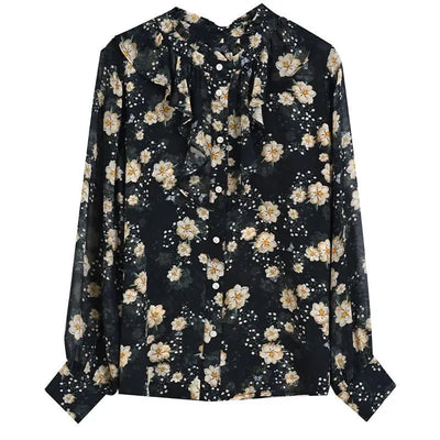 Sara - Vintage Blumen druck Blusen