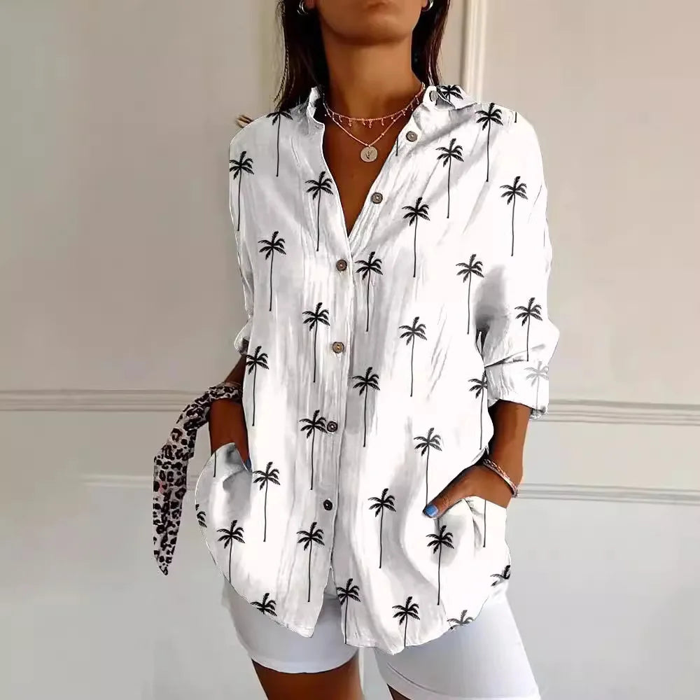 Luna - Lange Bluse mit Blumendruck