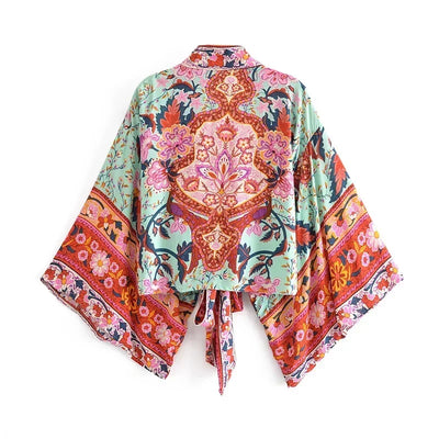 Dina - Vintage Kimono mit buntem Druck