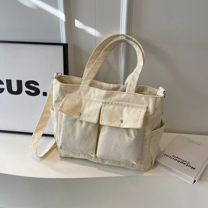 ADELINA™ | SAC CABAS EN VELOURS CÔTELÉ