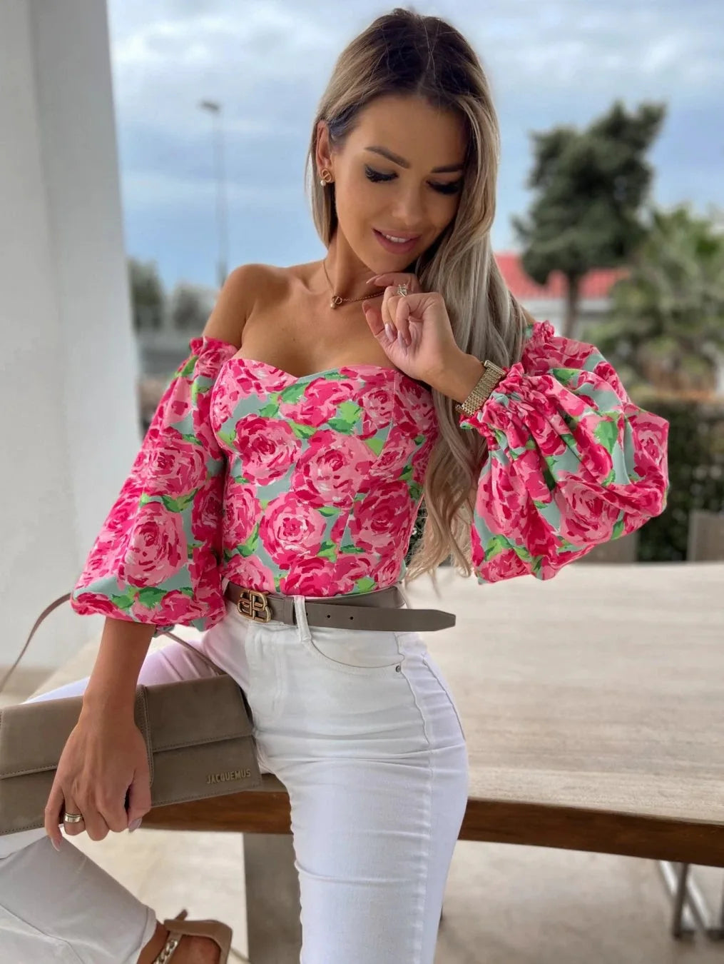 Nina - Böhmische Bluse Entblößte Schultern
