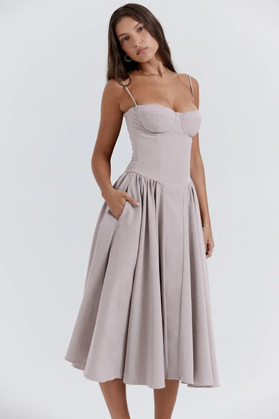 Liana - Ärmelloses Korsett-Midikleid