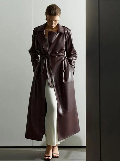 Yasmin - Elegante lange/Kurze Lederjacke für Damen