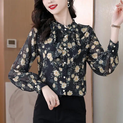 Sara - Vintage Blumen druck Blusen