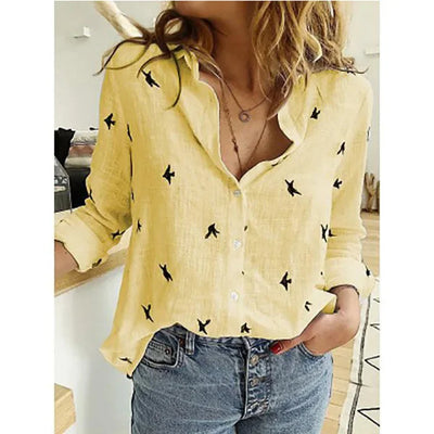 Cerina - Bunte Leinen Bluse