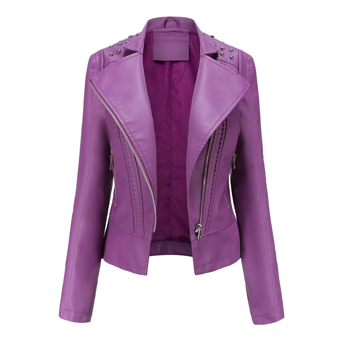 Fiora - Elegante Leder-Motorjacke mit Stutzen