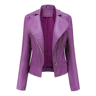 Fiora - Elegante Leder-Motorjacke mit Stutzen
