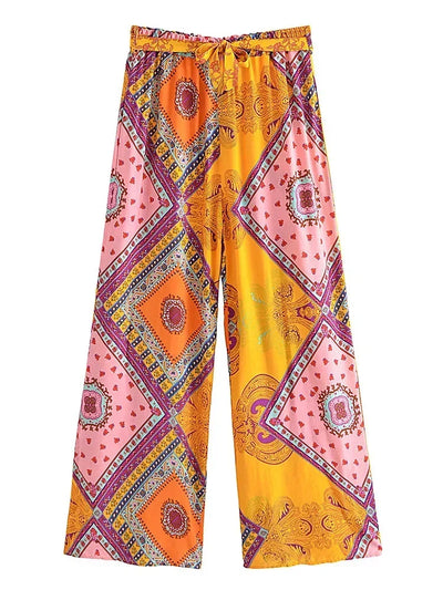 Estelle - Vintage Boho Hose Mit Blumendrück