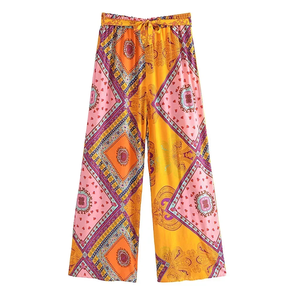 Estelle - Vintage Boho Hose Mit Blumendrück