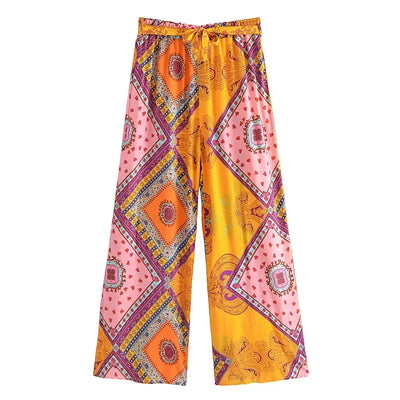 Estelle - Vintage Boho Hose Mit Blumendrück