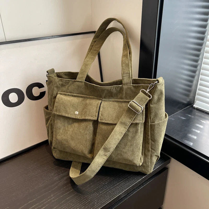 ADELINA™ | SAC CABAS EN VELOURS CÔTELÉ