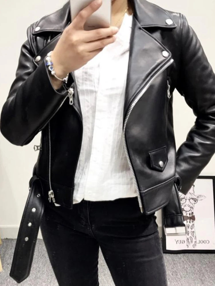 Bonita - Damen Lederjacke mit Reißverschlüssen