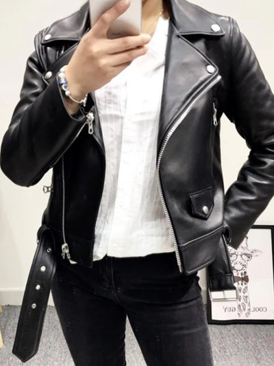 Bonita - Damen Lederjacke mit Reißverschlüssen