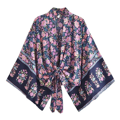 Dina - Vintage Kimono mit buntem Druck