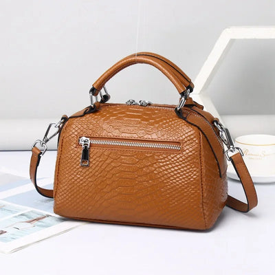 Ellen | Elegante Lederhandtasche mit Krokodilmotiv