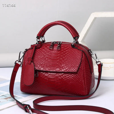 Ellen | Elegante Lederhandtasche mit Krokodilmotiv