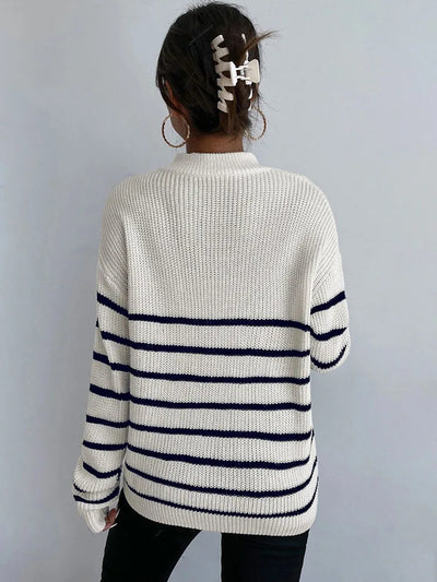 Henrika - Gestreifter Pullover mit Reissverschluss