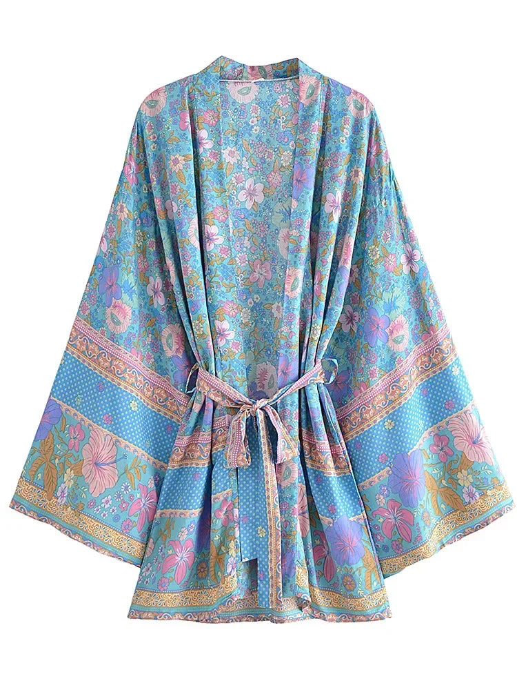 Hana - Vintage Kimono mit buntem Druck