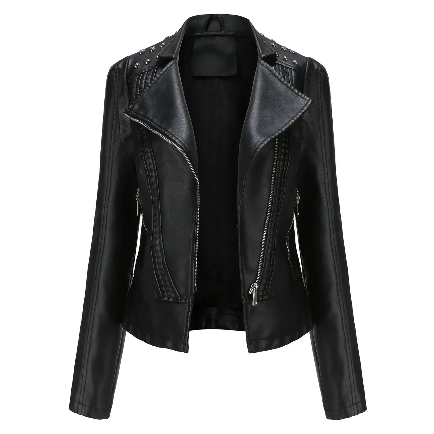 Fiora - Elegante Leder-Motorjacke mit Stutzen