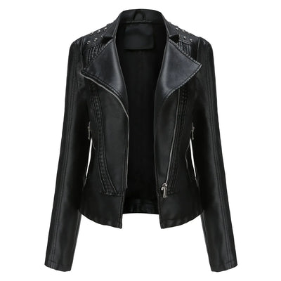 Fiora - Elegante Leder-Motorjacke mit Stutzen