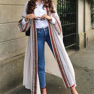 Dina - Vintage Maxi Kimono mit buntem Druck