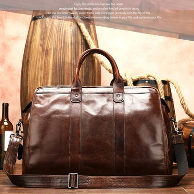 Kasper - Unisex, Vintage-Reisetaschen, Handgepäck, braunes Rindsleder, Reisetaschen mit hoher Kapazität
