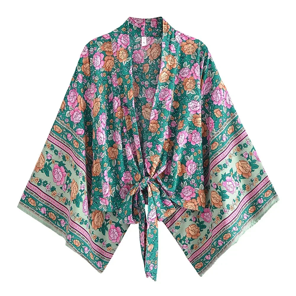 Dina - Vintage Kimono mit buntem Druck