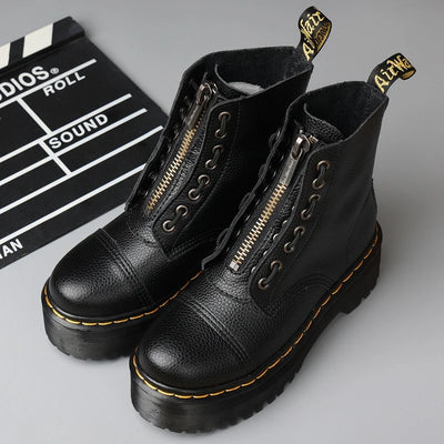 Ava - Komfortstiefel aus Leder mit Reißverschluss
