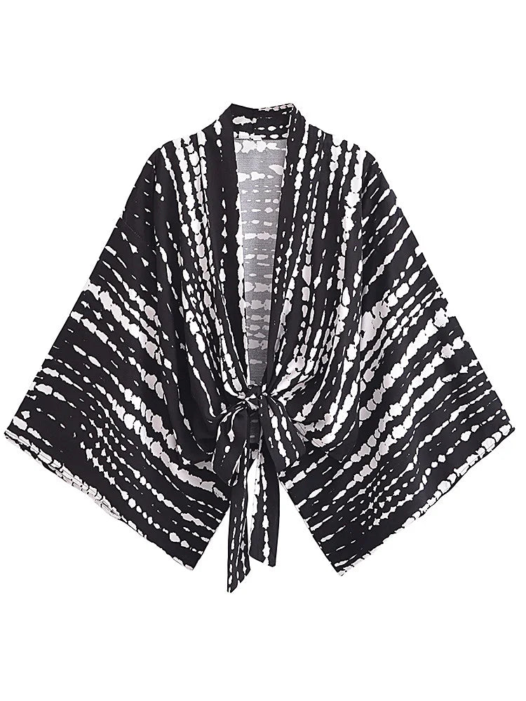 Dina - Vintage Kimono mit buntem Druck