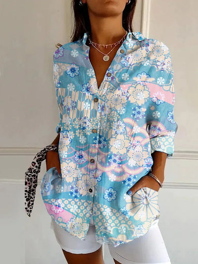 Luna - Lange Bluse mit Blumendruck