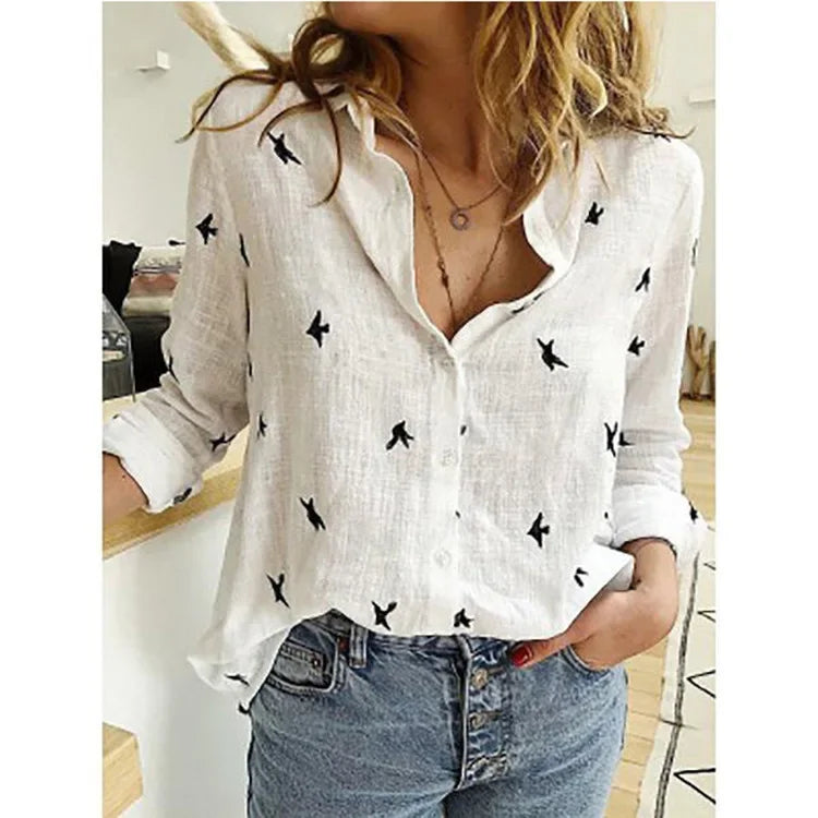 Cerina - Bunte Leinen Bluse